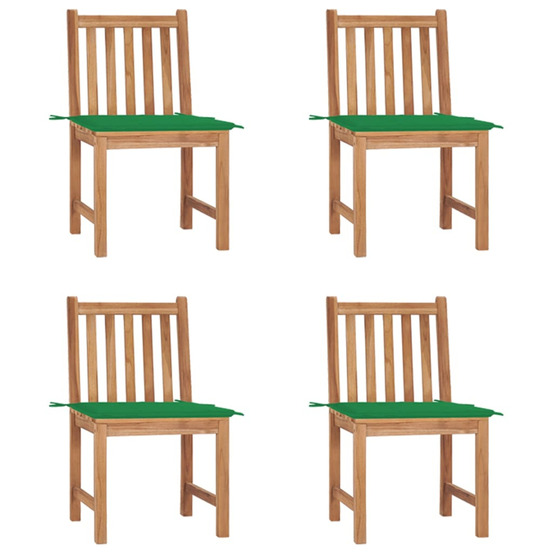 Chaises de jardin lot de 4 avec coussins bois de teck massif
