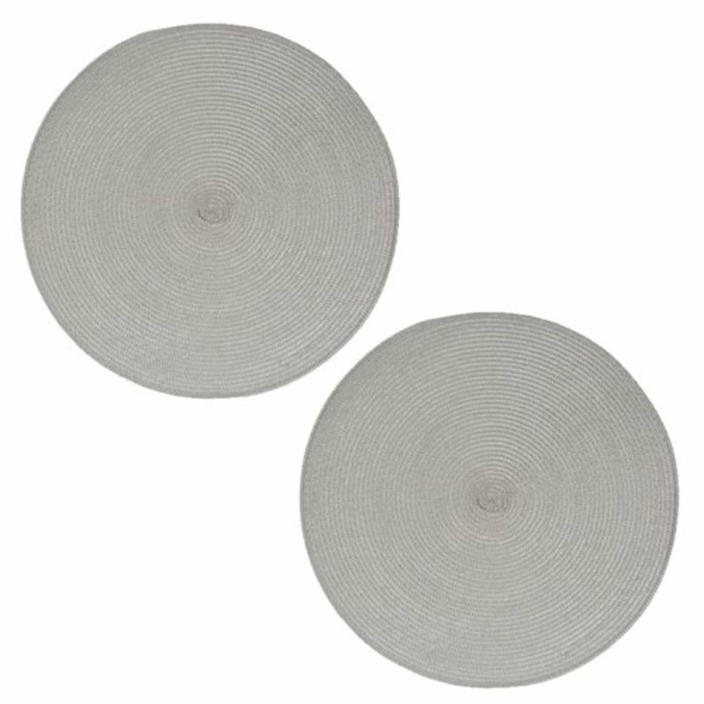 Lot de 2 sets de table tressés ronds - diam. 38 cm - noir