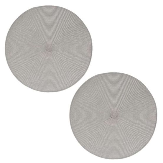 Lot de 2 sets de table tressés ronds - diam. 38 cm - noir