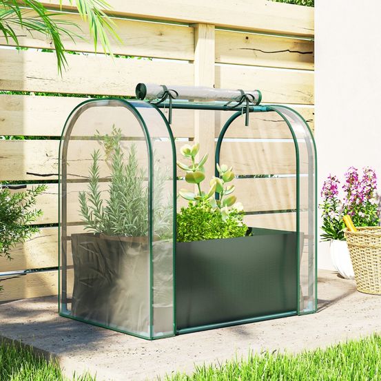 Mini serre de jardin acier 68 x 50 x 70 cm vert foncé balcon terrasse sac plantation - comfortxl outdoor living