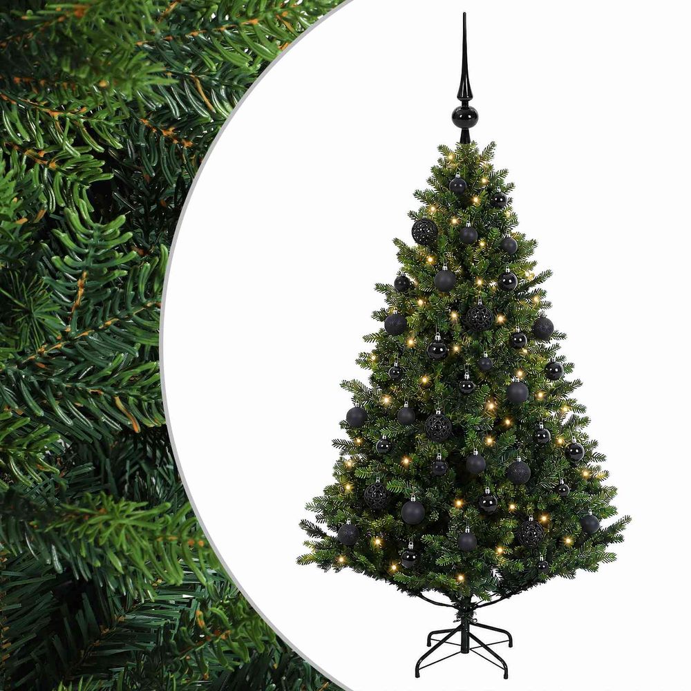 Arbre de noël artificiel avec boule 150 cm 150 led blanc chaud