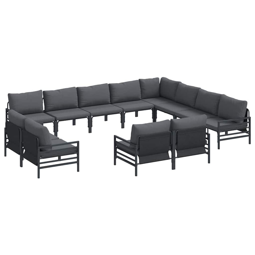 Ensemble de canapé de jardin avec coussin 12 pcs noir acier