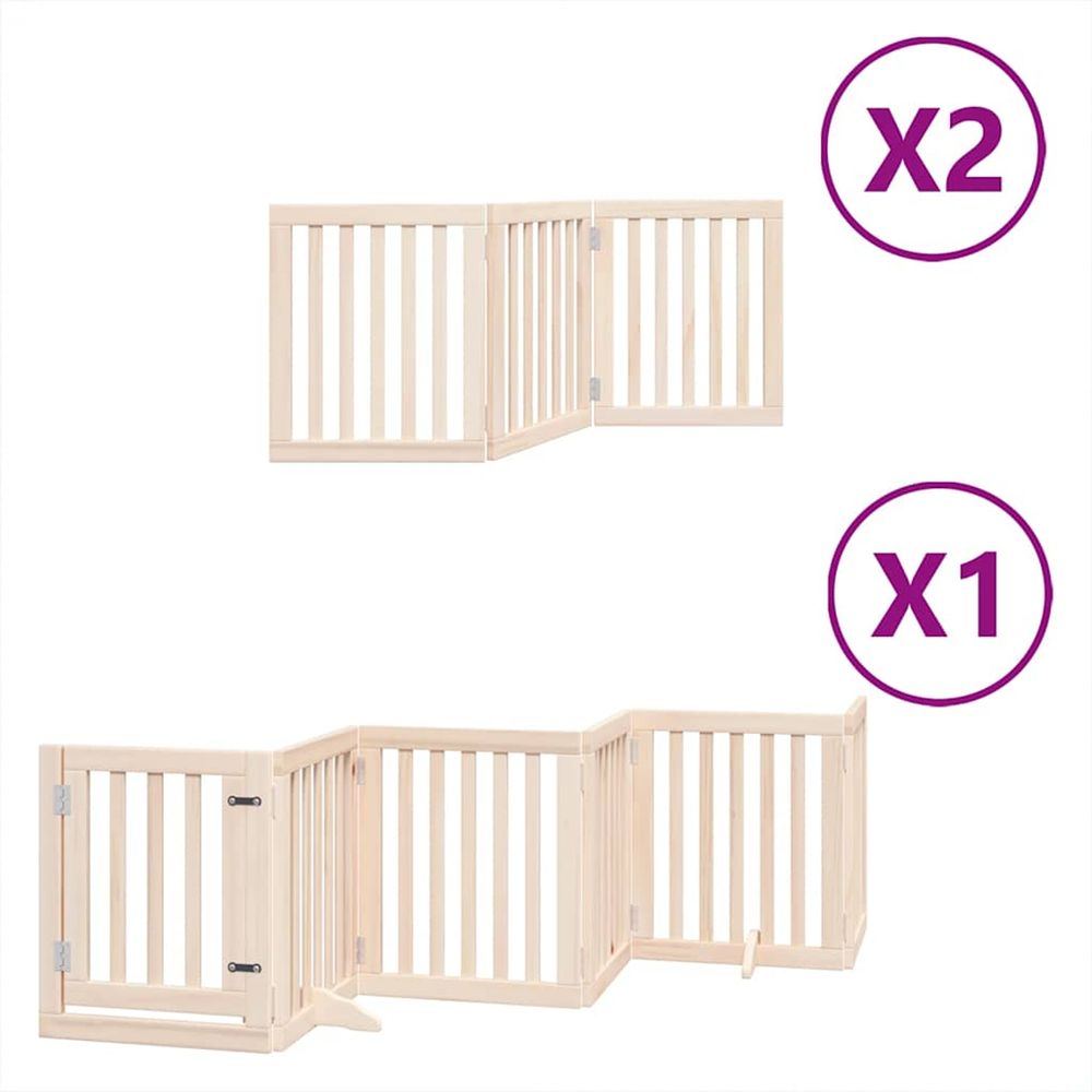 Barrière pour chien porte pliable 12 panneaux bois de peuplier