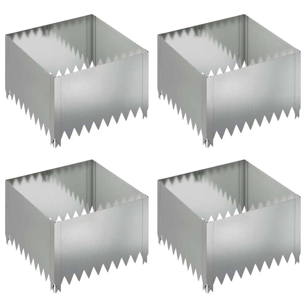 Bordure de pelouse 4 pc 60 x 60 x 35 cm acier argenté