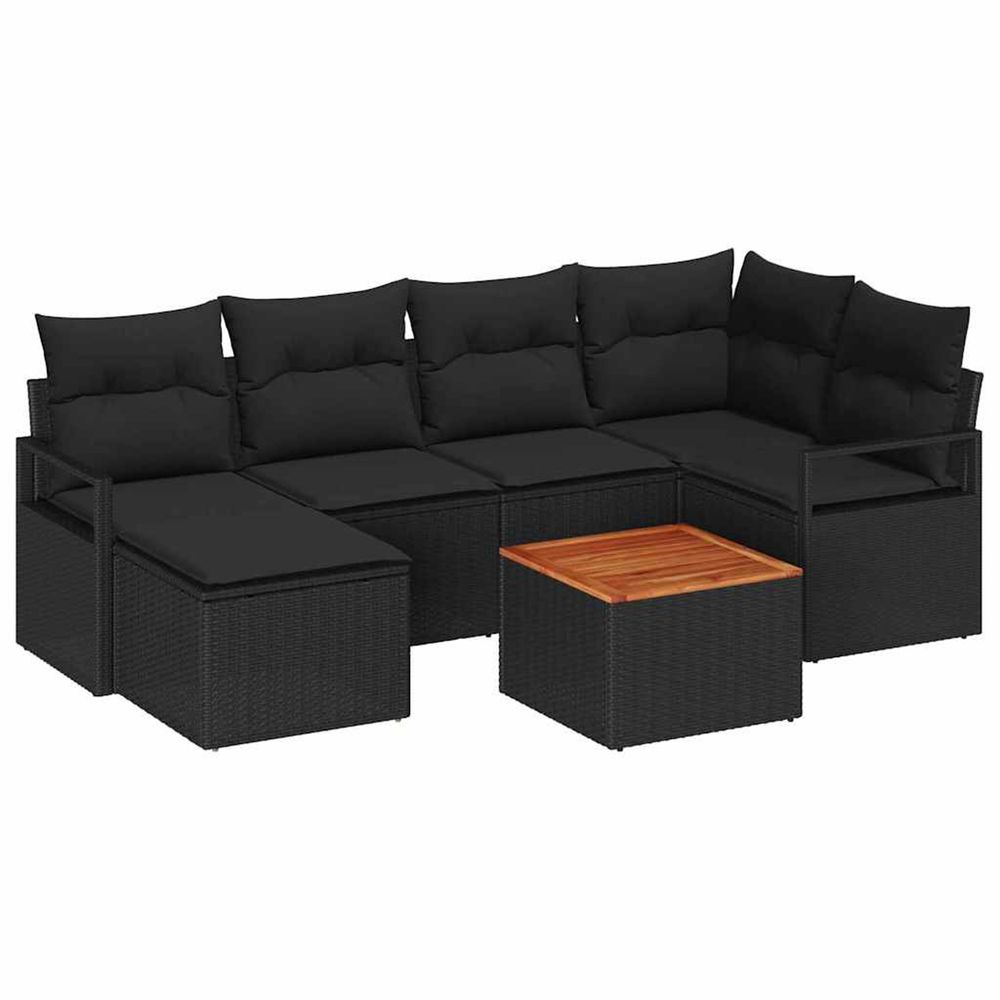 Ensemble de canapé de jardin 7 pc noir polyrotin