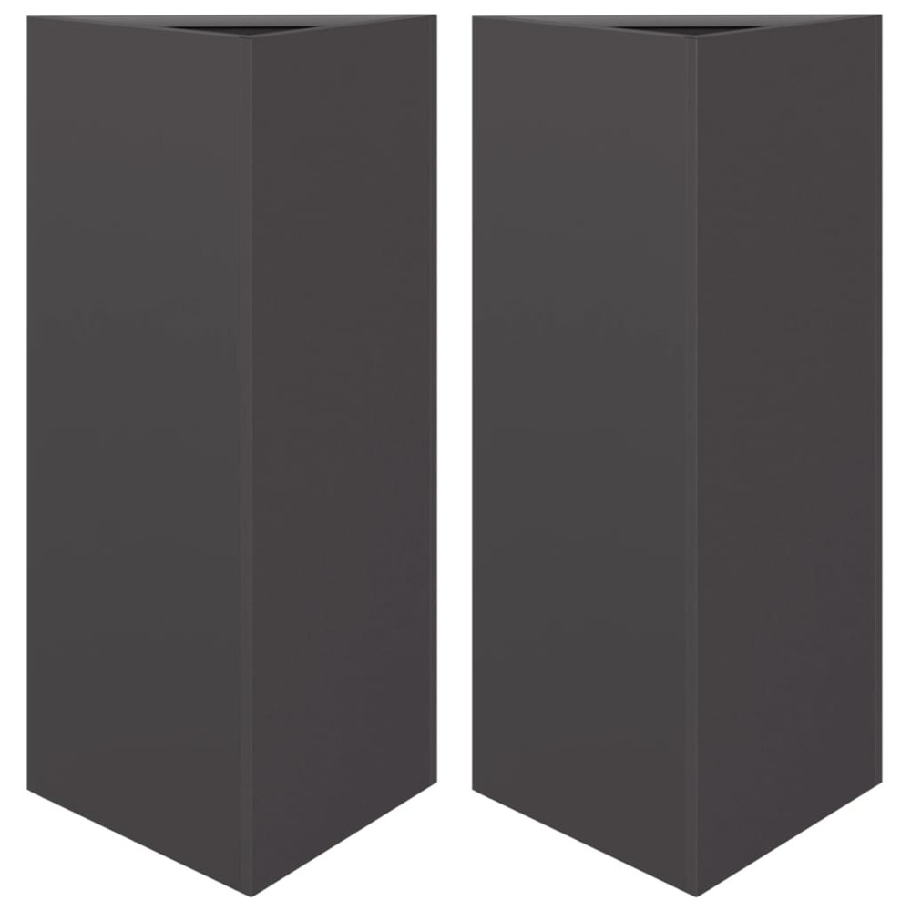 Jardinière d'extérieurs 2 pcs noir triangulaire 40x34,5x70 cm acier