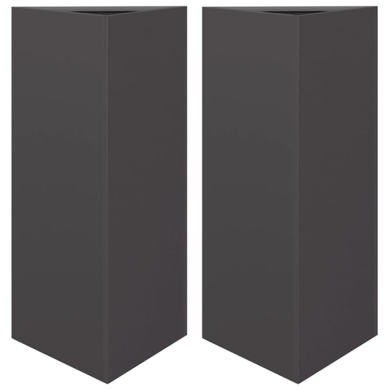 Jardinière d'extérieurs 2 pcs noir triangulaire 40x34,5x70 cm acier