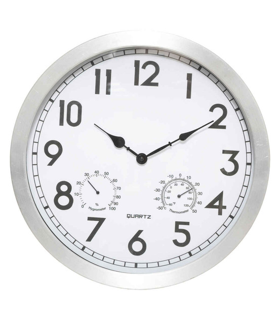 Pendule horloge murale outdoor en alu et verre d 40 cm