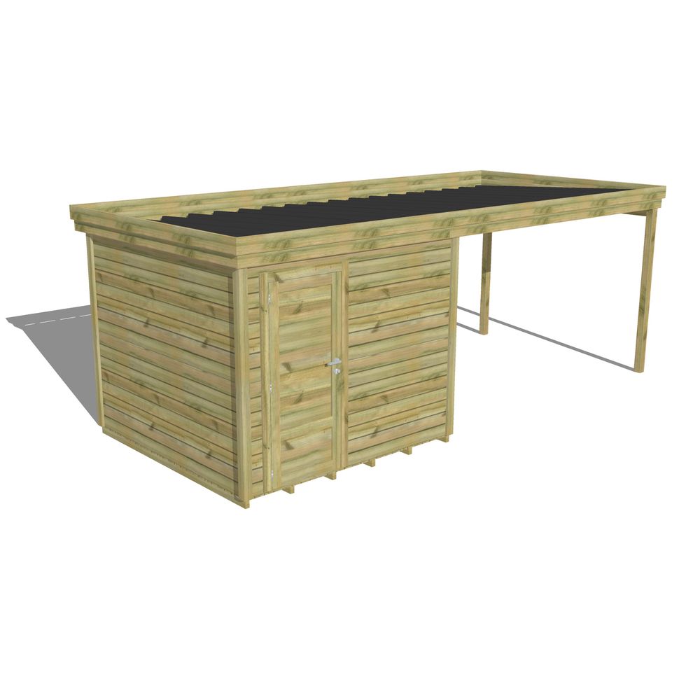 Abri de jardin bois pin traité autoclave 27mm - 6,14x2,64m / 16m2 - bac acier - plancher bois