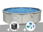 Kit piscine acier ronde  hydrium 4,60 x 1,20 cm + kit de traitement au chlore +