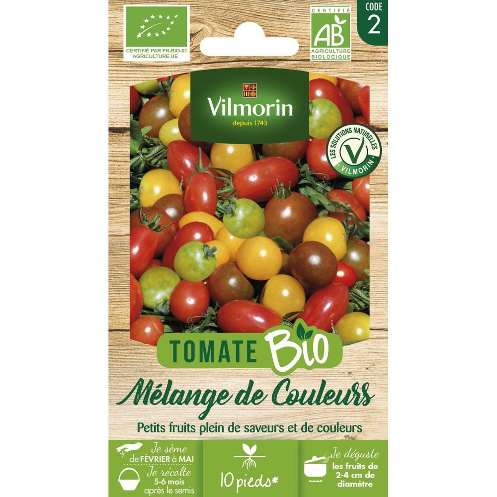 Sachet de graines de tomates cerises bio vilmorin: couleurs et saveurs en mélang