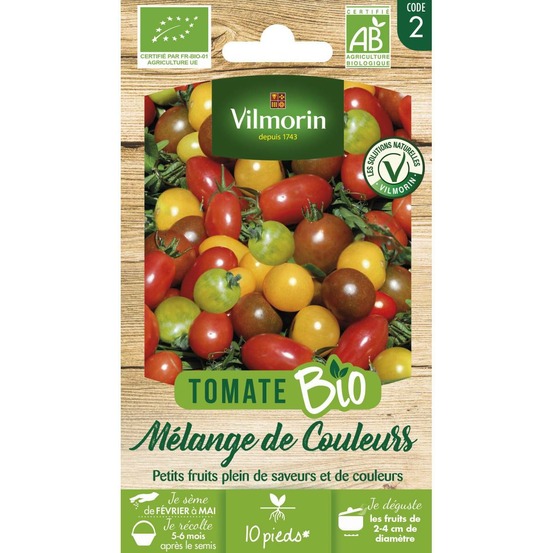 Sachet de graines de tomates cerises bio vilmorin: couleurs et saveurs en mélang