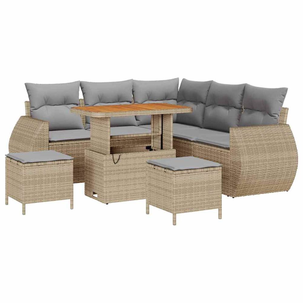 Ensemble de canapé de jardin 8 pc beige polyrotin