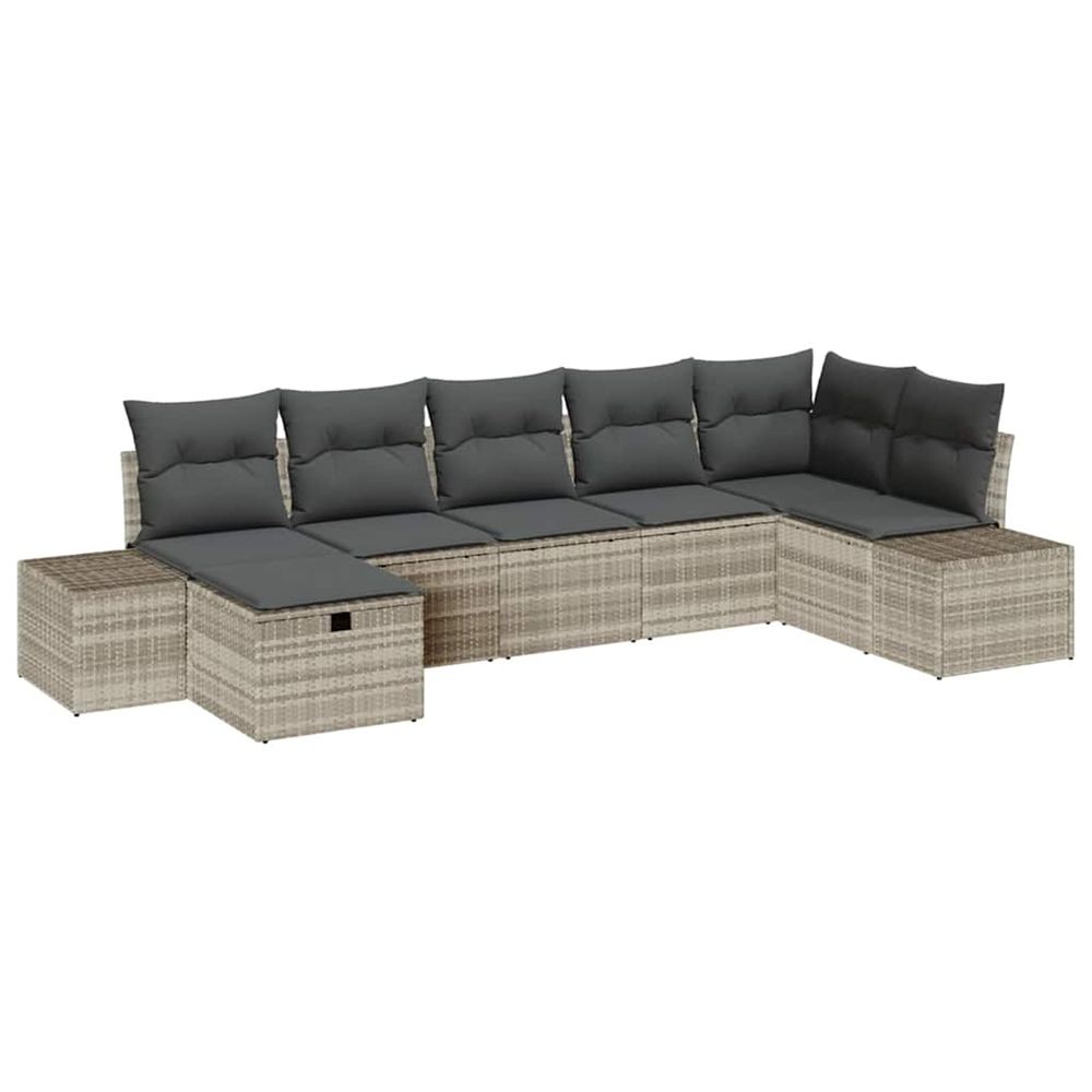 Ensemble de canapé de jardin 7 pc gris clair polyrotin