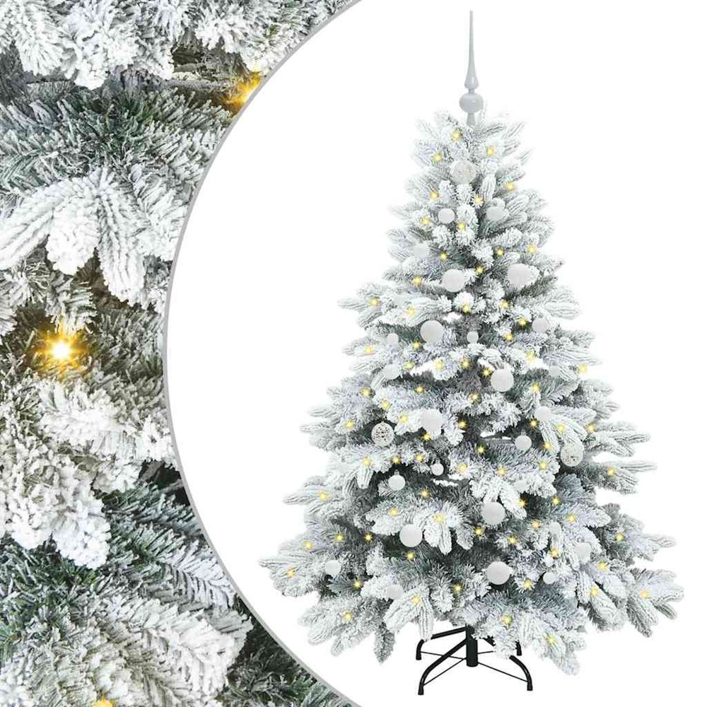 Sapin de noël artificiel avec 150 led blanc 150 cm pe et pvc