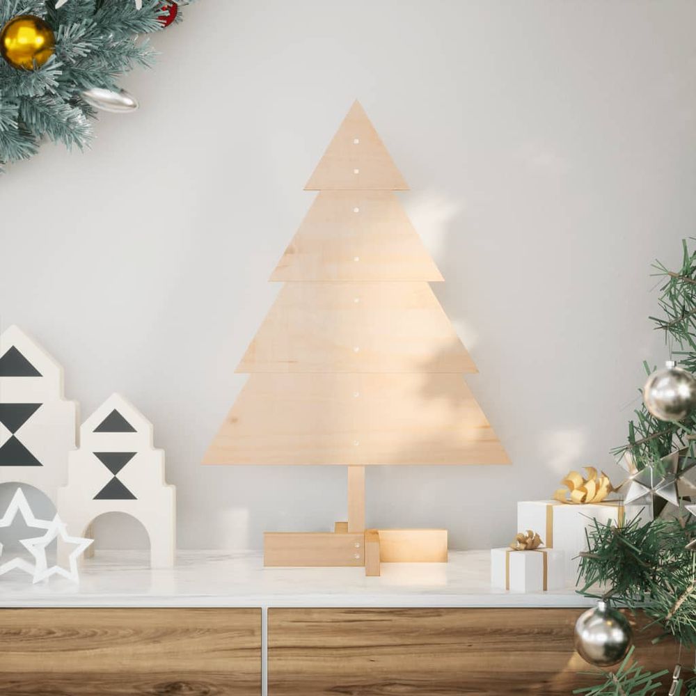 Petit sapin de noël décoratif en bois massif style rustique pour intérieur 70 cm
