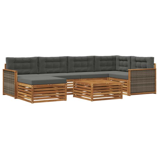 Ensemble de canapés d'extérieur 7 pc naturel et anthracite
