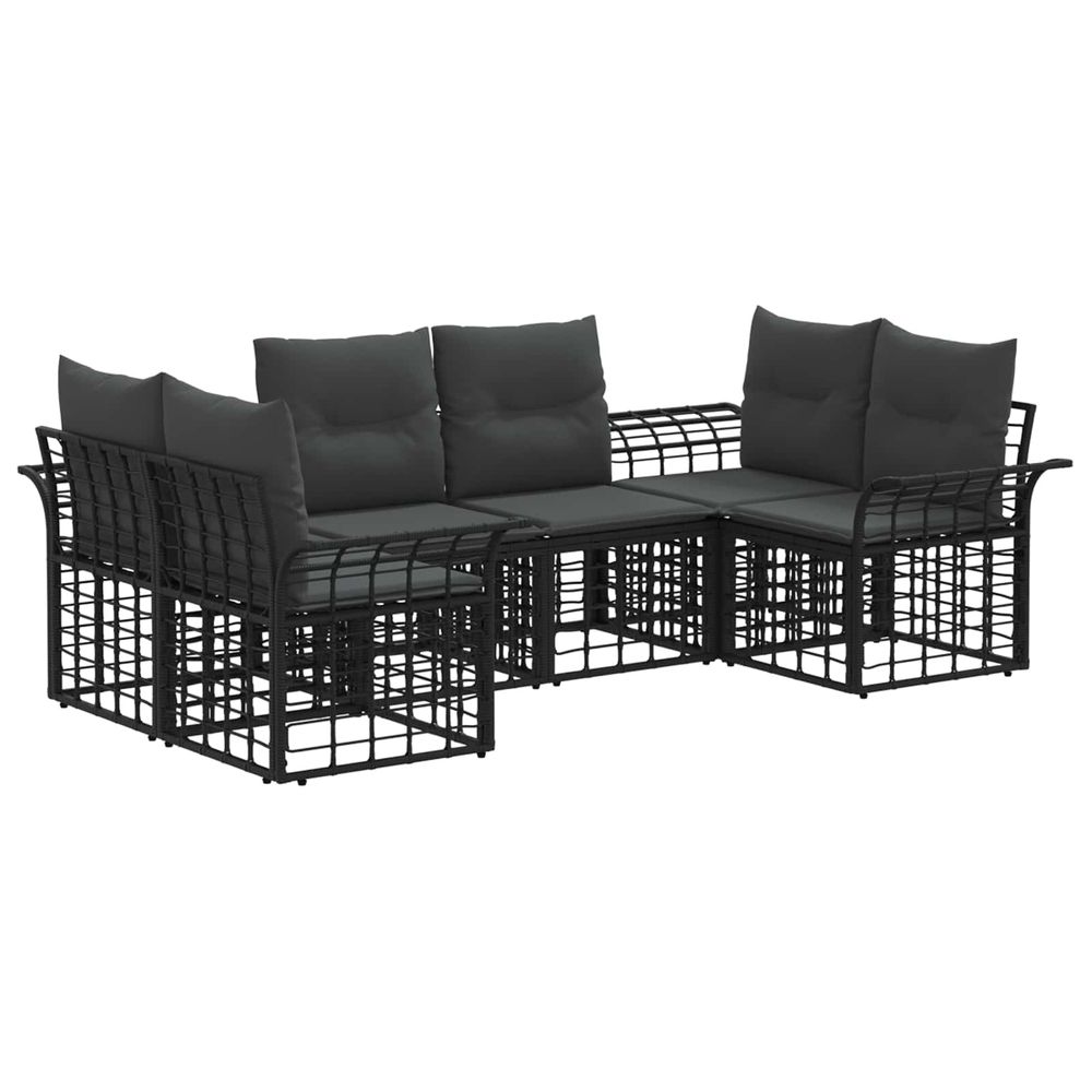 Ensemble de canapés d'extérieur 6 pc noir et gris foncé