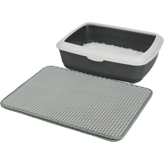 Tapis de tamis pour bac à litière 35 × 45 cm gris pour chat