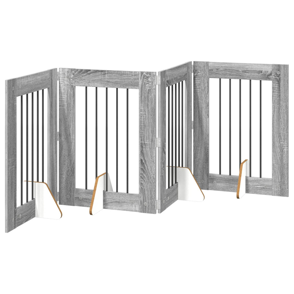 Porte de chien pliable avec supports 4 pcs sonoma gris 241 cm