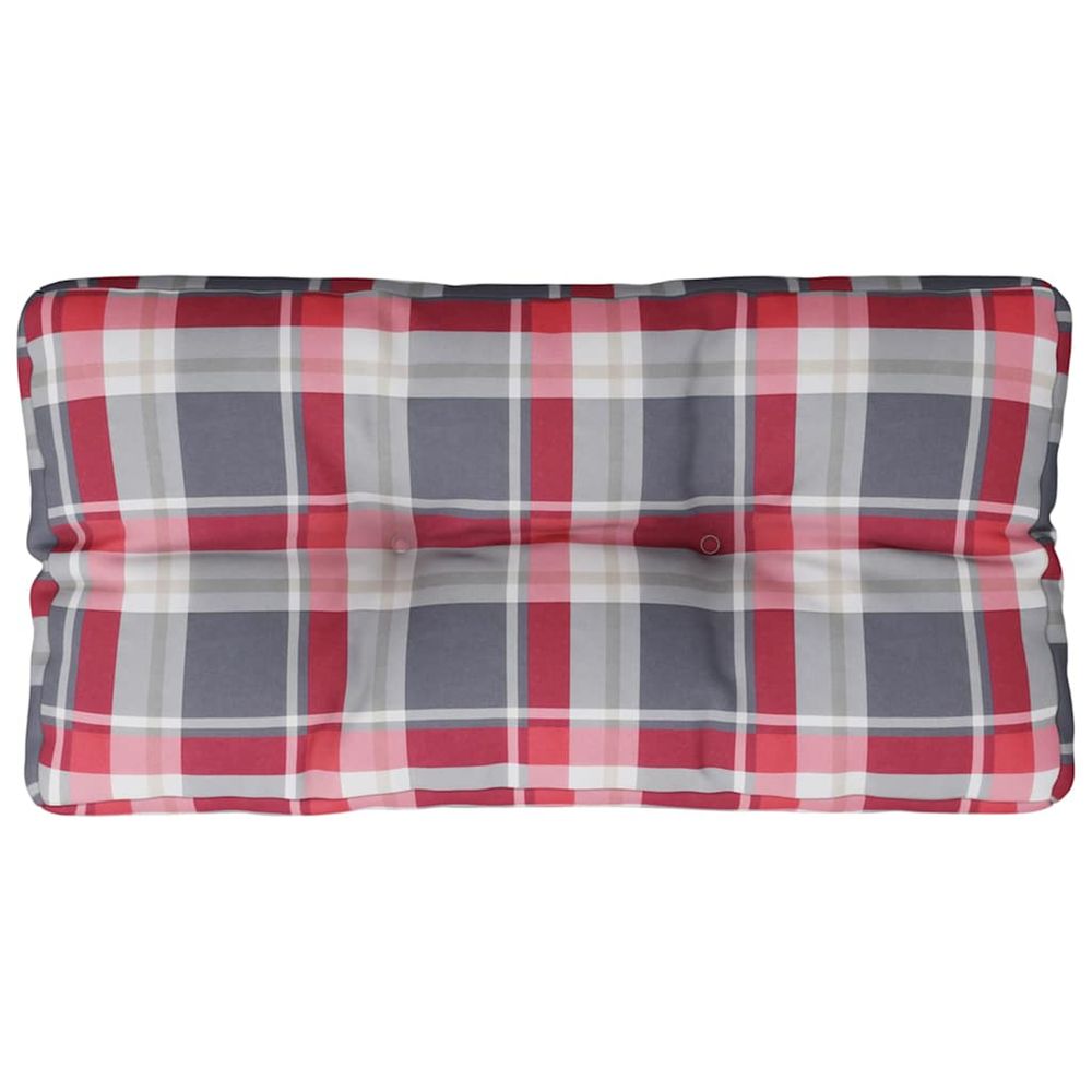 Coussin de palette motif à carreaux rouge 70x40x12 cm tissu
