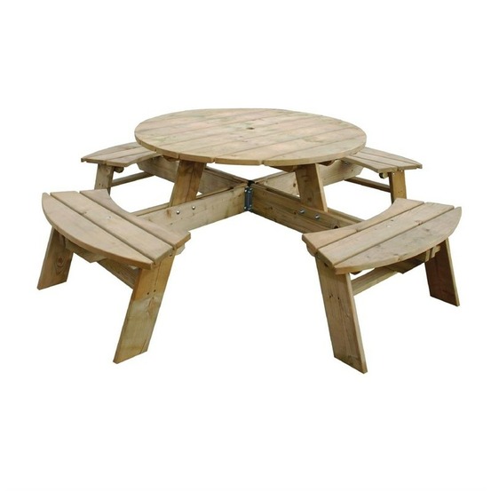 Table de pique-nique en bois ronde - rowlinson