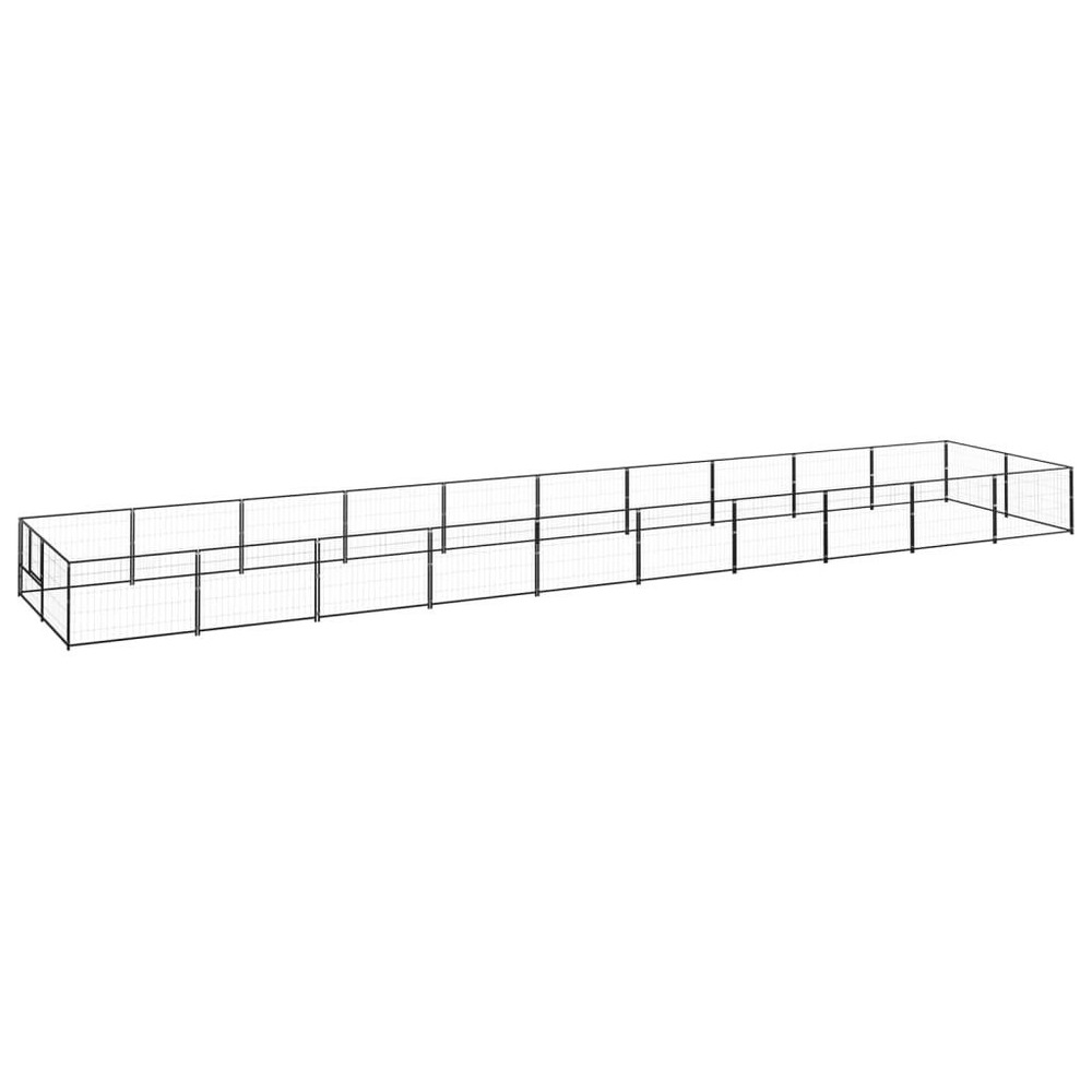 Chenil extérieur cage enclos parc animaux chien noir 20 m² acier