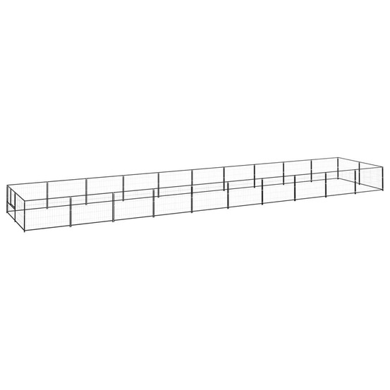 Chenil extérieur cage enclos parc animaux chien noir 20 m² acier