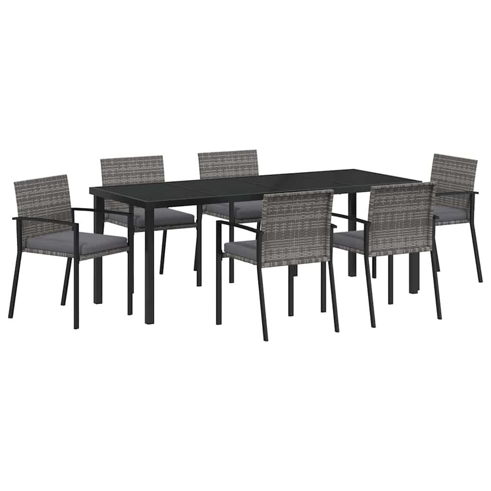 Ensemble de salle à manger pour jardin 6 pc gris