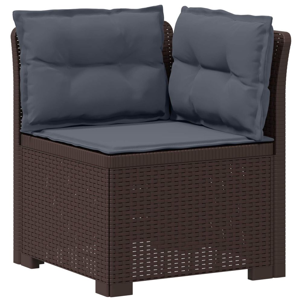 Canapé de jardin 1 place avec coussins look rotin pp marron