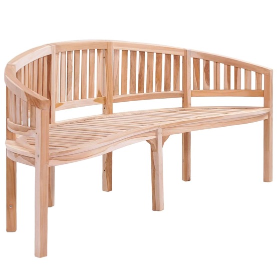Banc de jardin meuble de patio d'extérieur terrasse en forme de banane 200 cm bois de teck solide