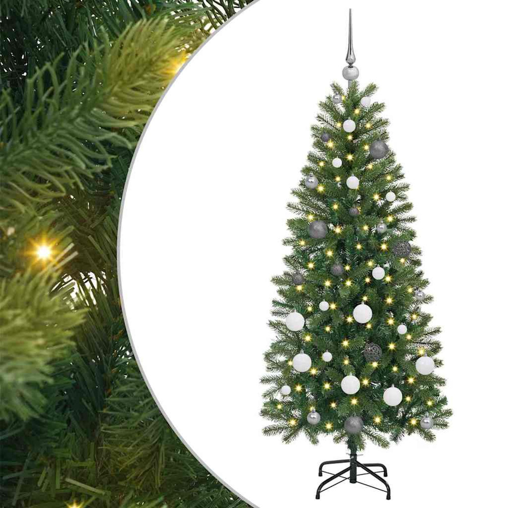Sapin de noël artificiel avec 150 led vert 150 cm pe et pvc