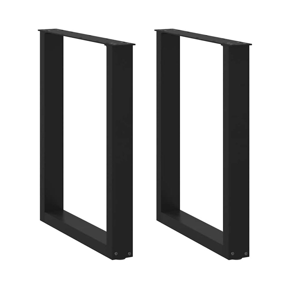 Pieds de table à manger en u 2 pièces noir 60 x (72-73) cm acier