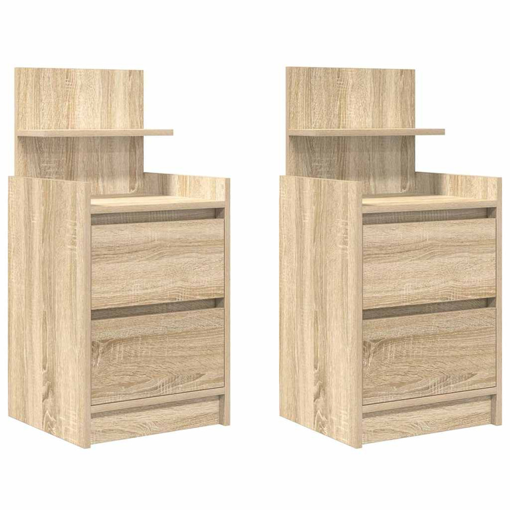 Tables de chevet avec 2 tiroirs 2 pcs chêne sonoma 38x34x80 cm