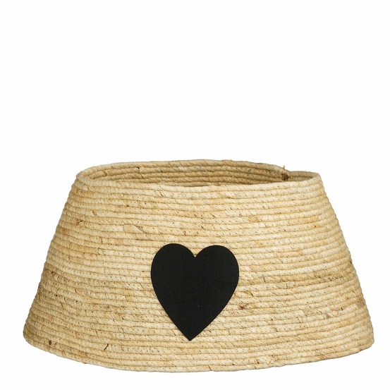 Mica decorations cache-pied de sapin de noëll avec cœur - l50 x l50 x h26 cm - crème, noir