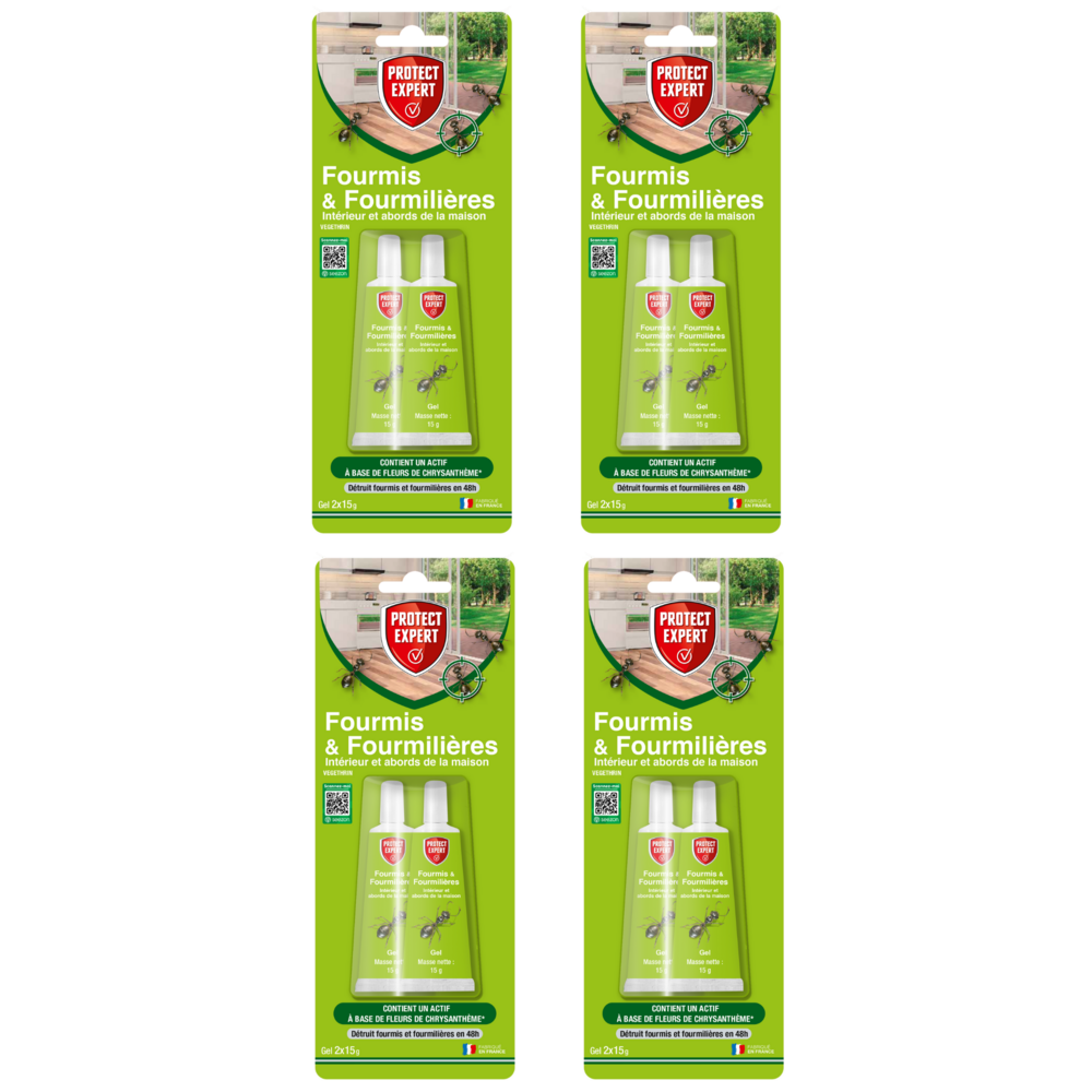 Protect expert ftubnat2nx4 - 8 gels anti fourmis - appâts tubes 8x15g - produit prêt-à-l'emploi