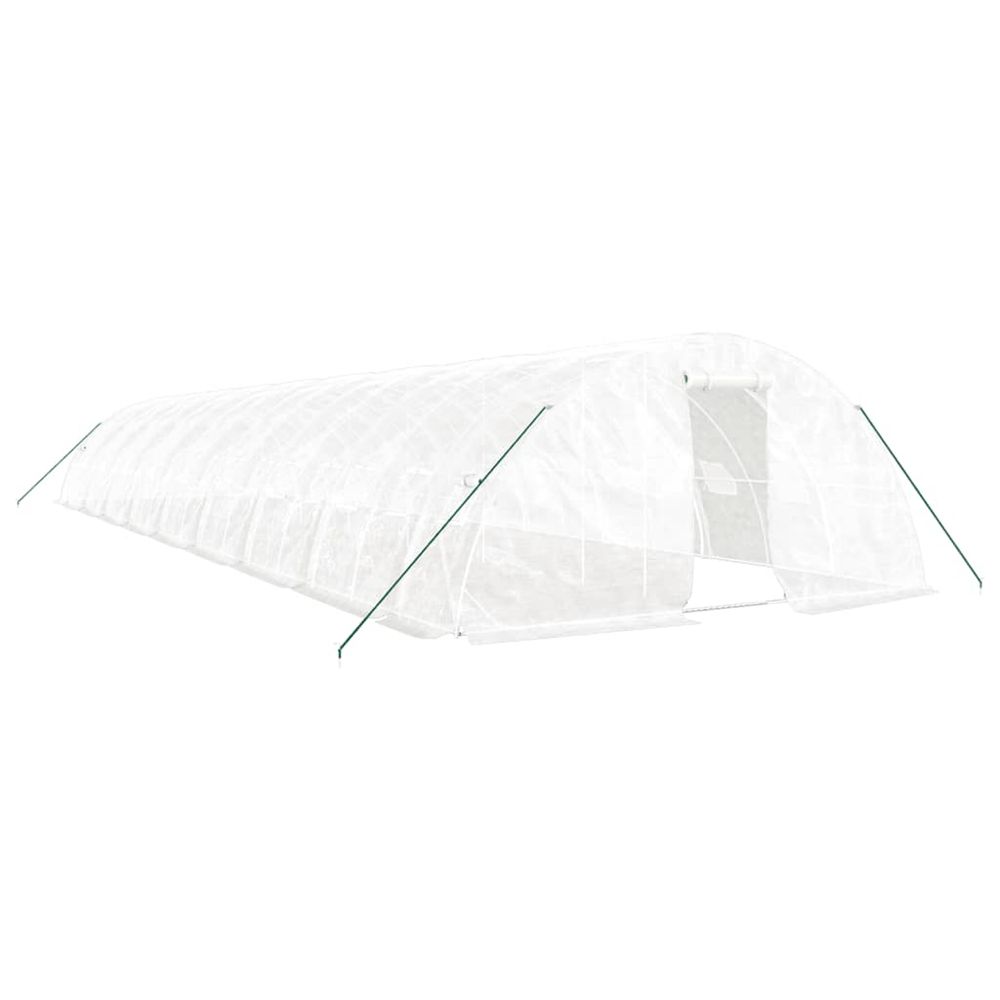 Serre avec cadre en acier blanc 90 m² 18x5x2,3 m