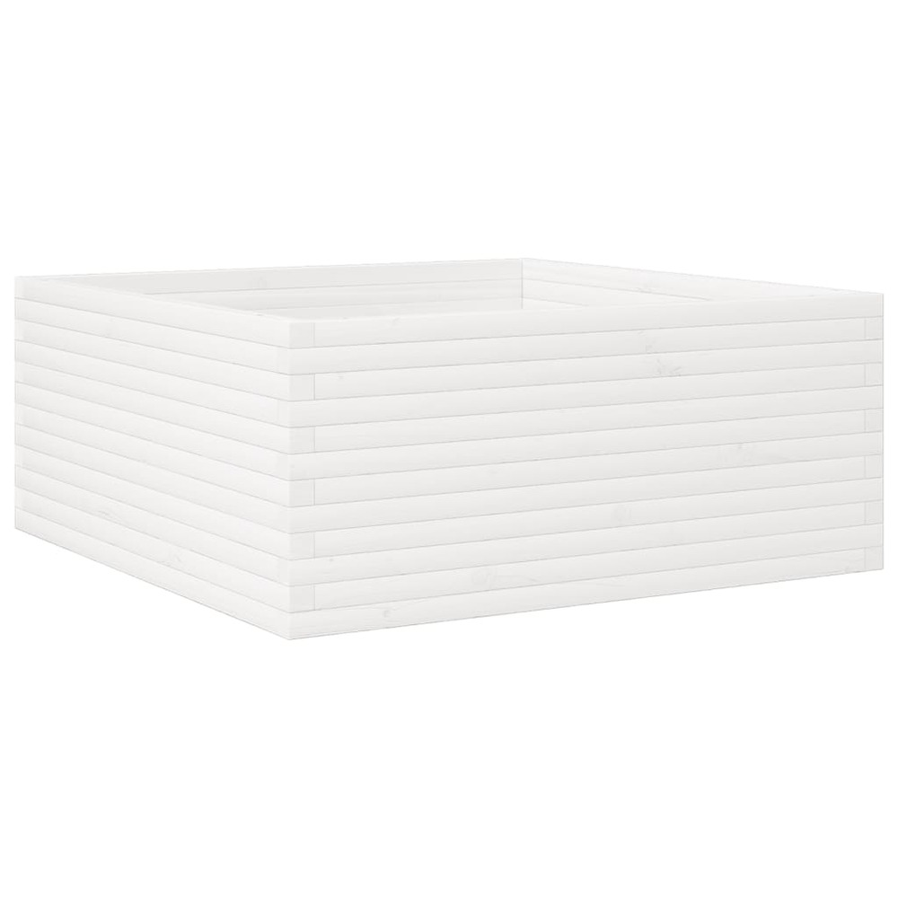 Jardinière bac lit surélevé plantes fleurs terrasse jardin 110 x 110 x 46 cm bois de pin massif blanc