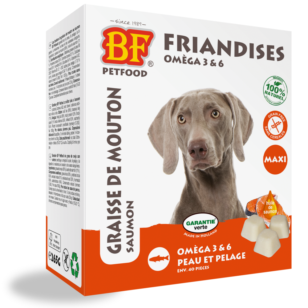 Bonbons graisse de mouton maxi au saumon 265g/40p