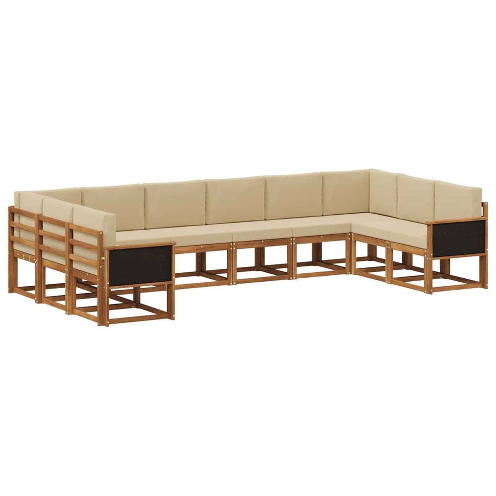 Ensemble de canapés d'extérieur 10 pcs naturel et beige