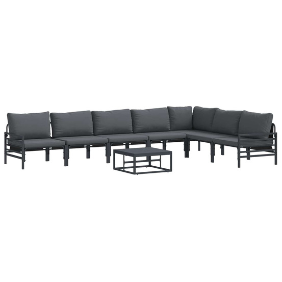 Ensemble de canapé de jardin avec coussin 8 pcs noir acier