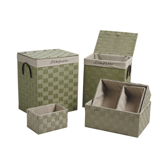 2 paniers à linge + 4 corbeilles en corde (lot de 6)