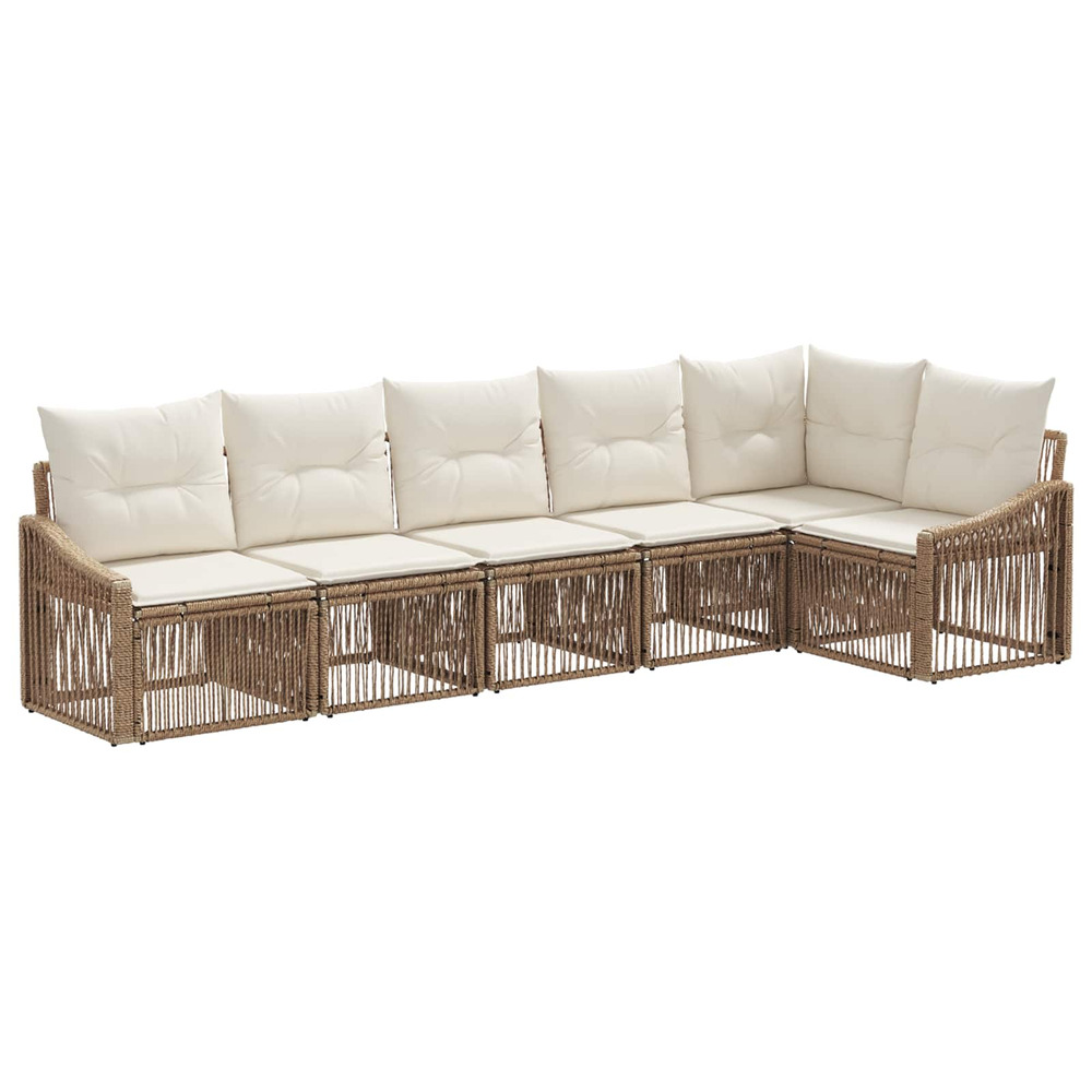 Ensemble de canapé de jardin 6 pcs beige polyrotin