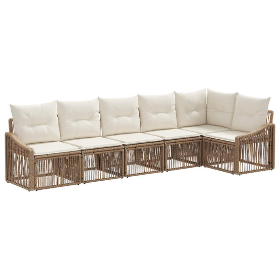 Ensemble de canapé de jardin 6 pcs beige polyrotin