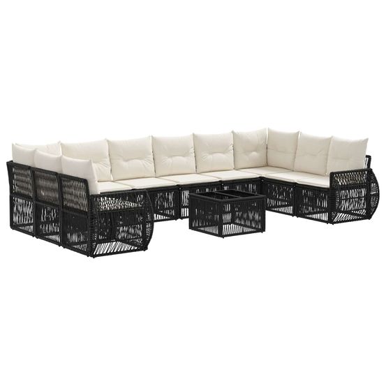 Ensemble de canapé de jardin 11 pc noir et blanc crème