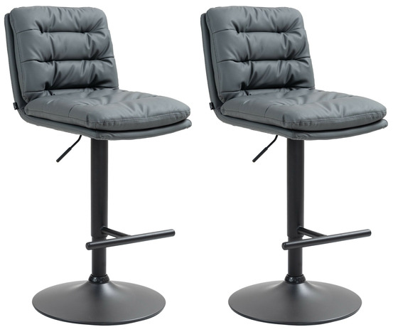 Lot de 2 tabourets de bar damar simili cuir noir