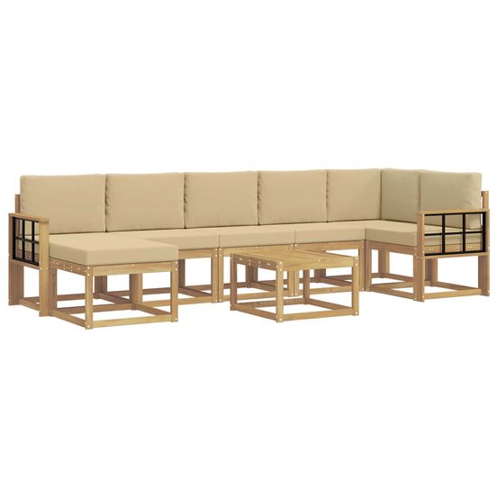 Ensemble de canapés d'extérieur 8 pc blanc et beige polyester