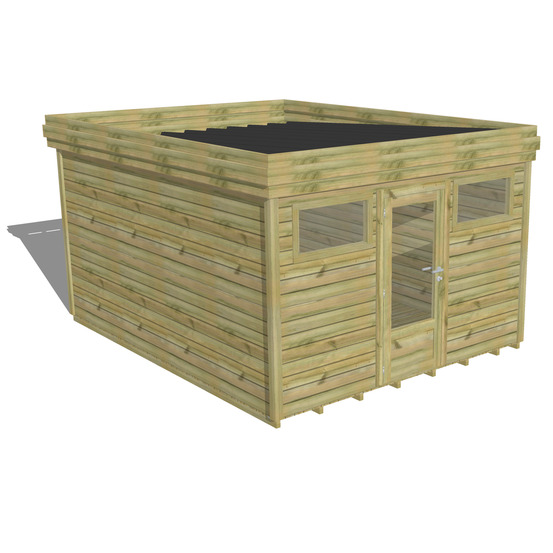 Abri de jardin bois pin traité autoclave 27mm - 3,44x4,34m / 15m2 - bac acier - plancher bois
