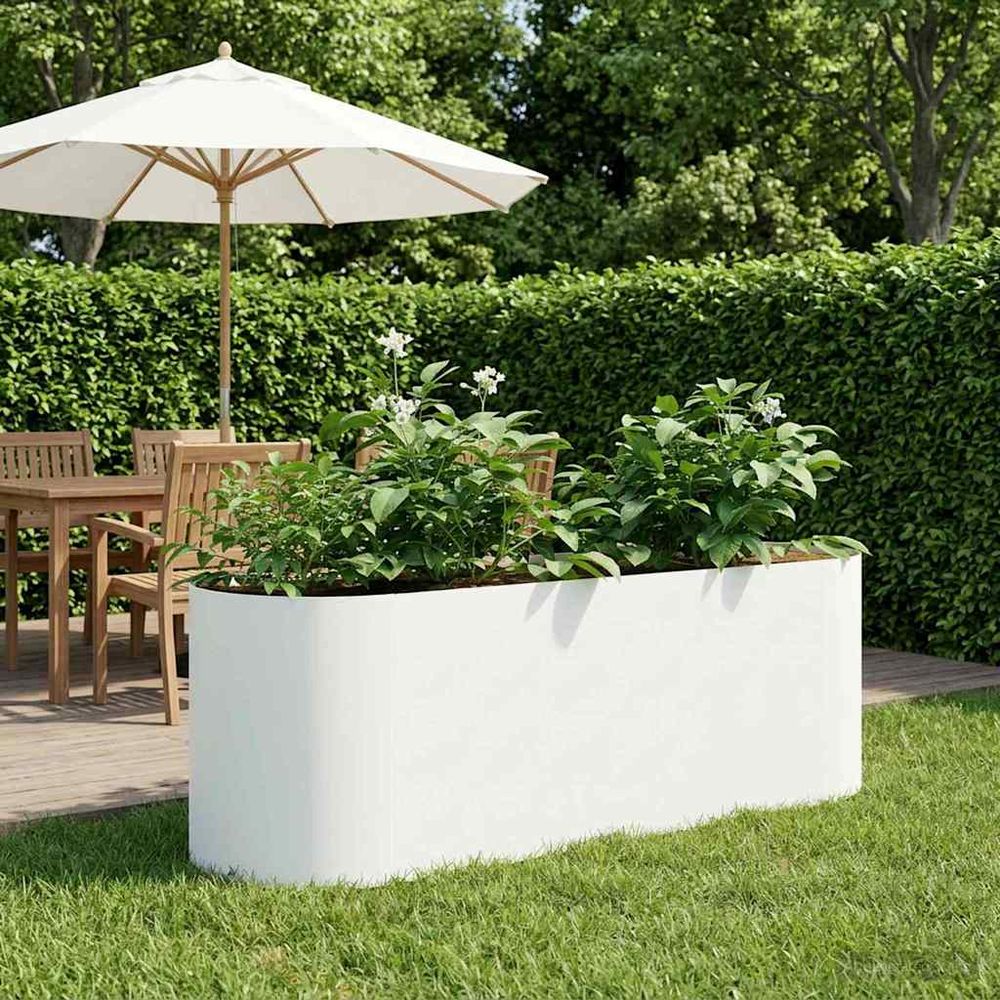 Jardin surélevé acier potager urbain culture plantes herbes 120x40x40cm blanc