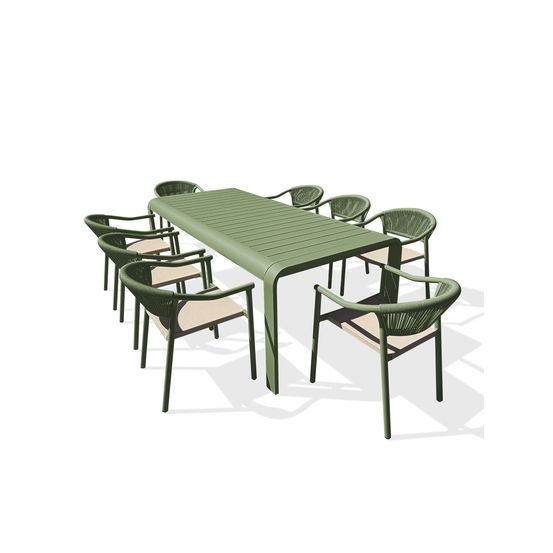Ensemble repas hanoi 8 places en aluminium - olive